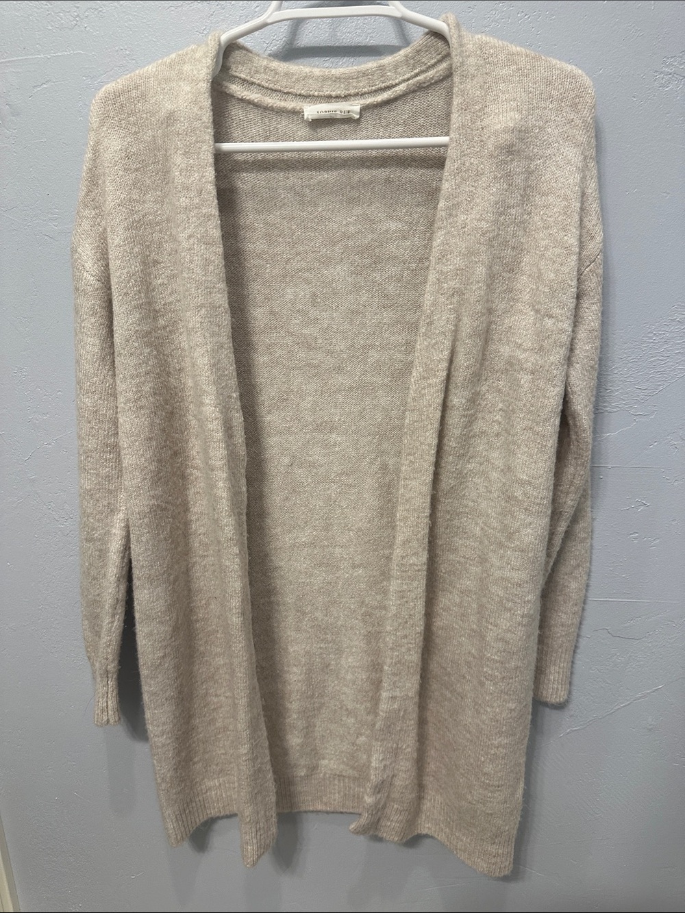 Sophie Rue Open-Front Cream/Tan Knit Cardigan